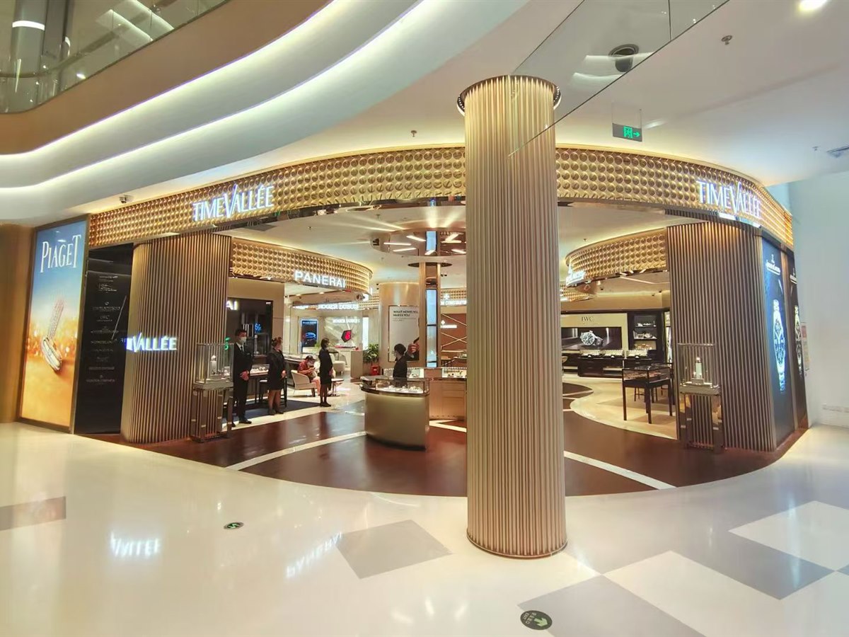 Luxury duty-free retail store and brand shop fitting.