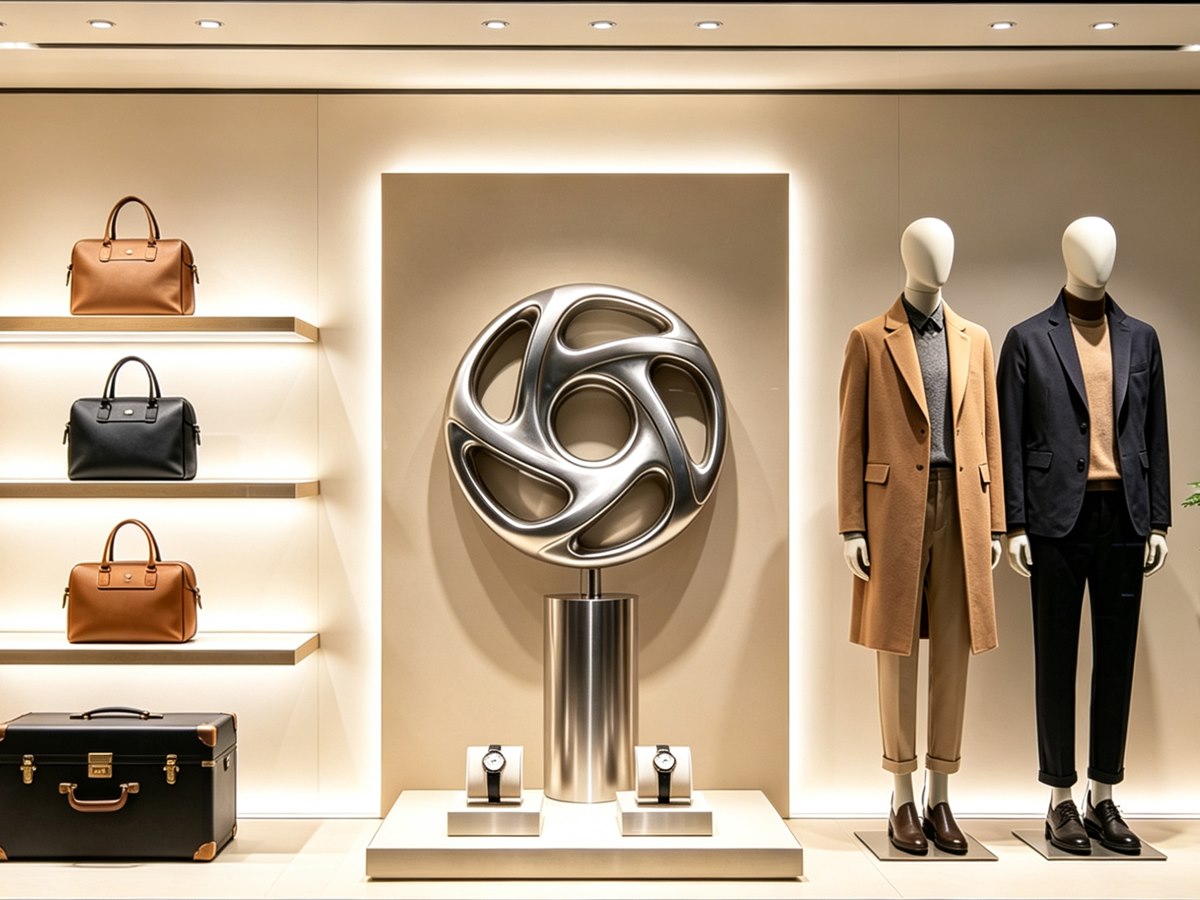 Retail window props and themed display elements.